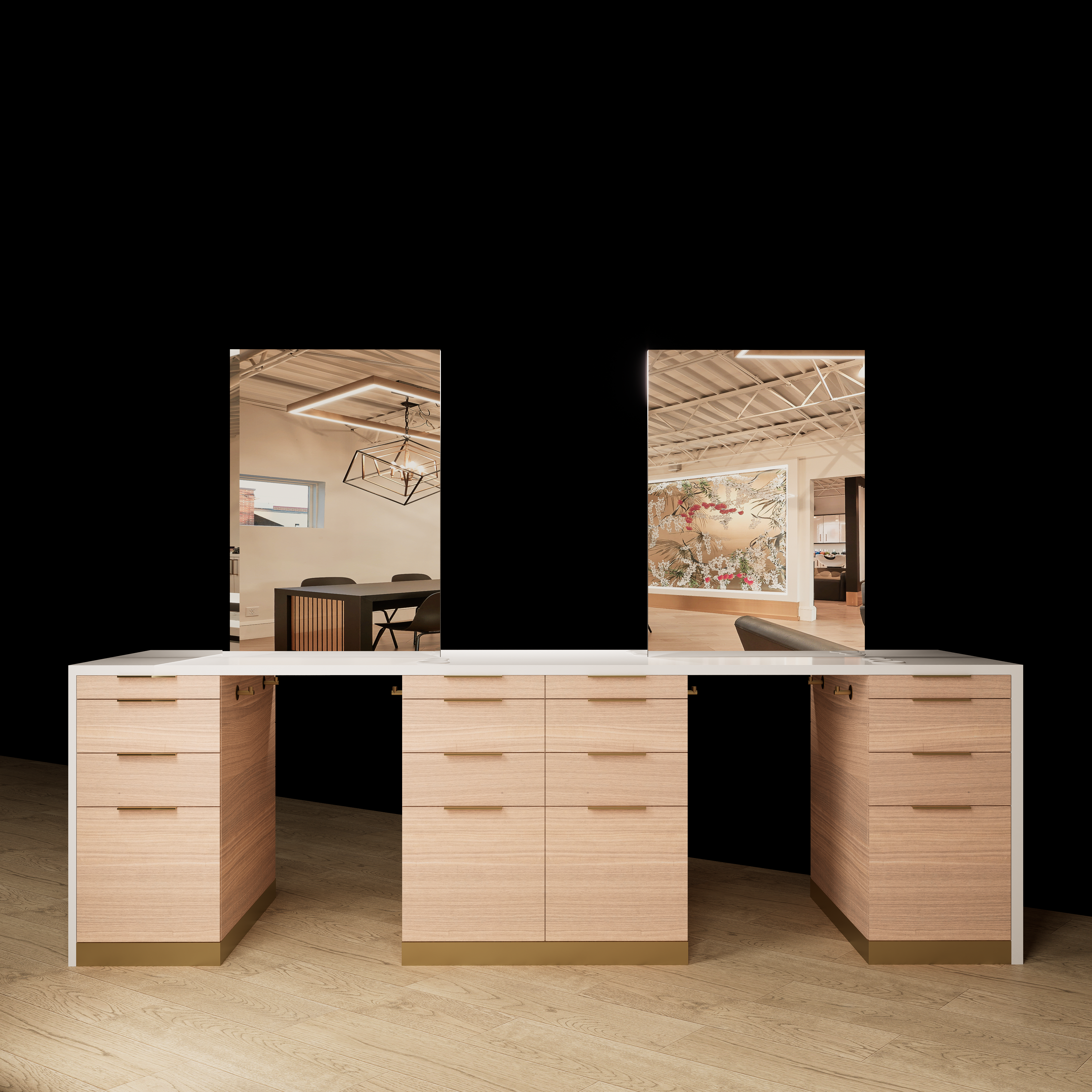 Sunset Blvd Double Sided Stylist Station Waterfall Top with Mirrors - Image 2