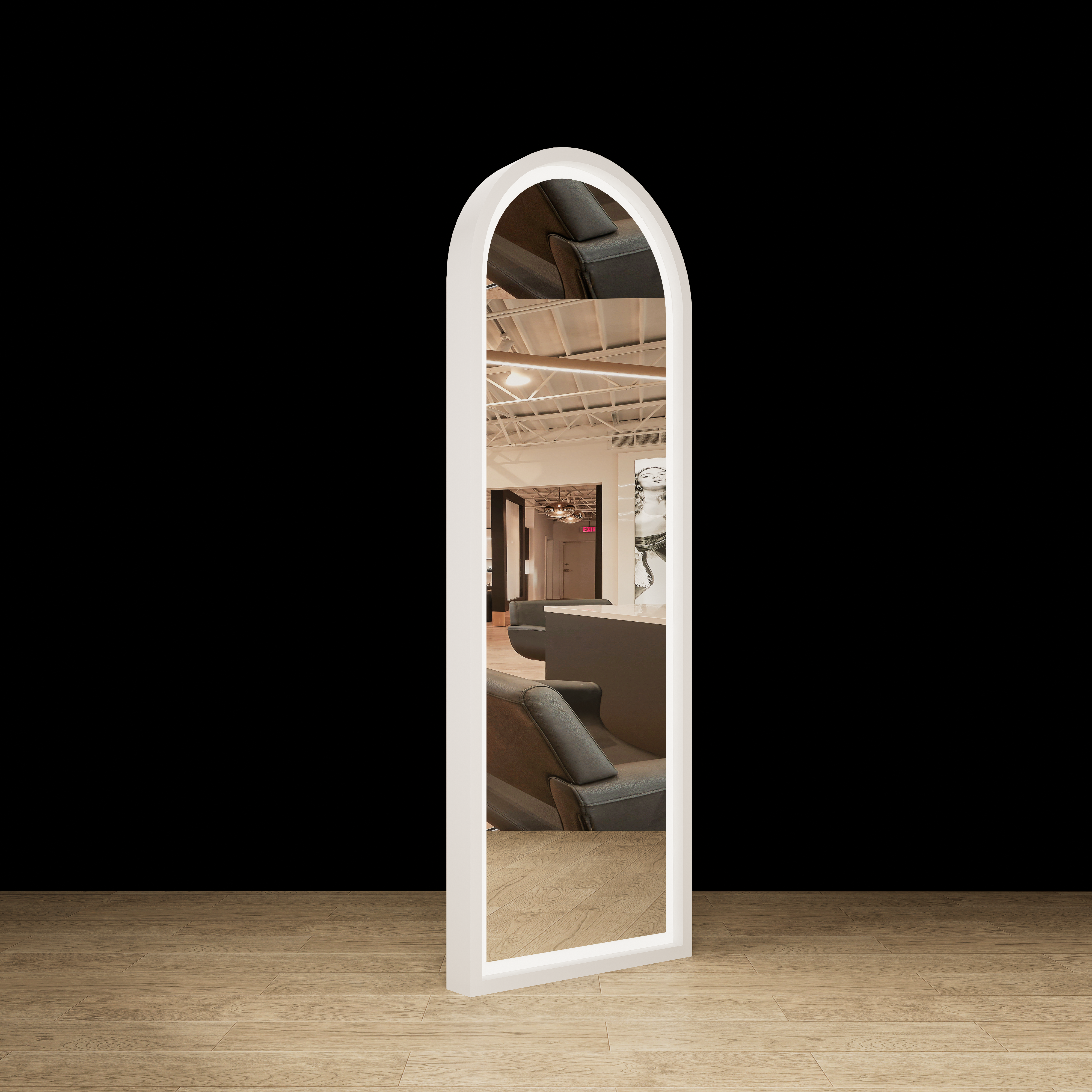 Pacific arch top full length salon mirror with elegant curved design