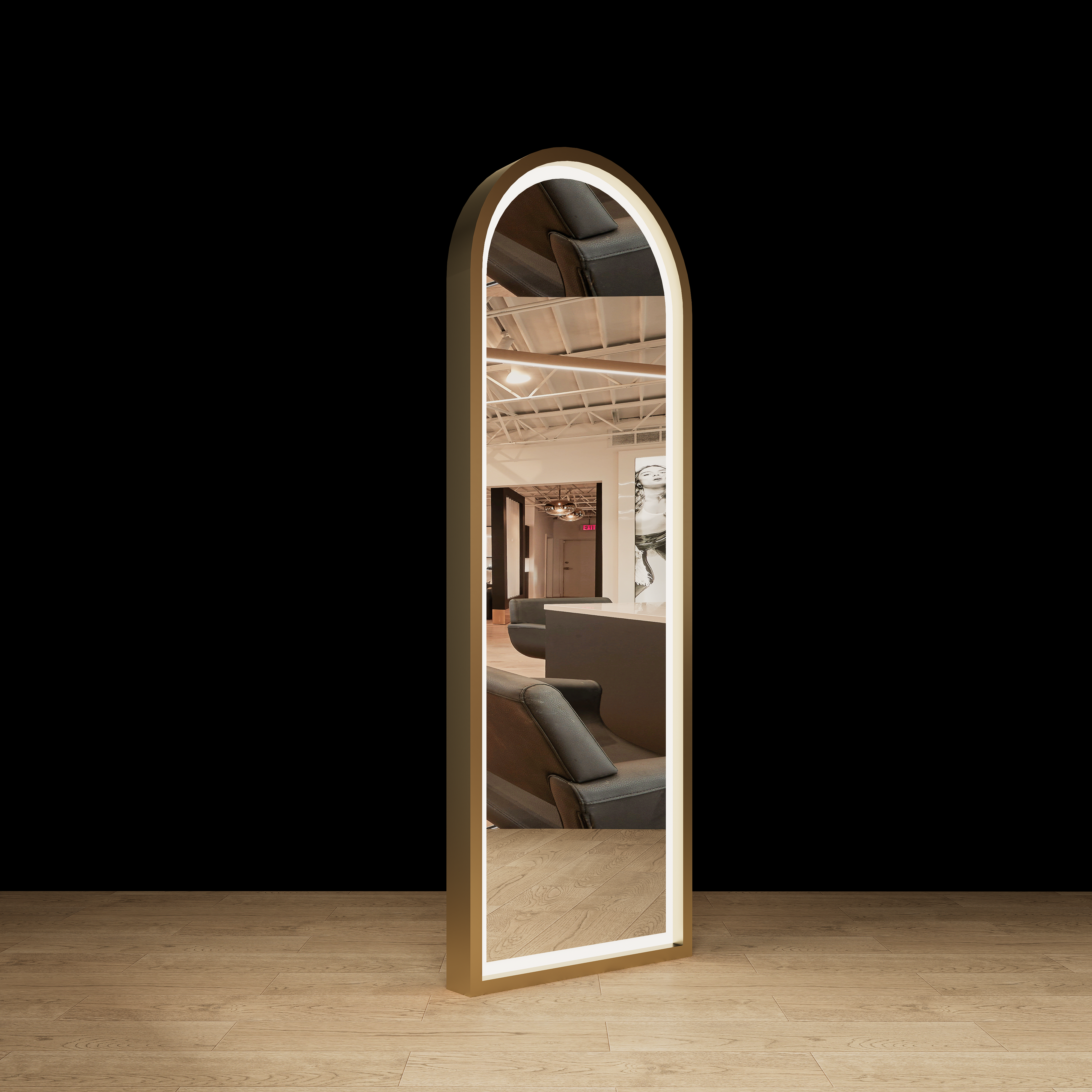 Pacific arch top full length salon mirror with elegant curved design