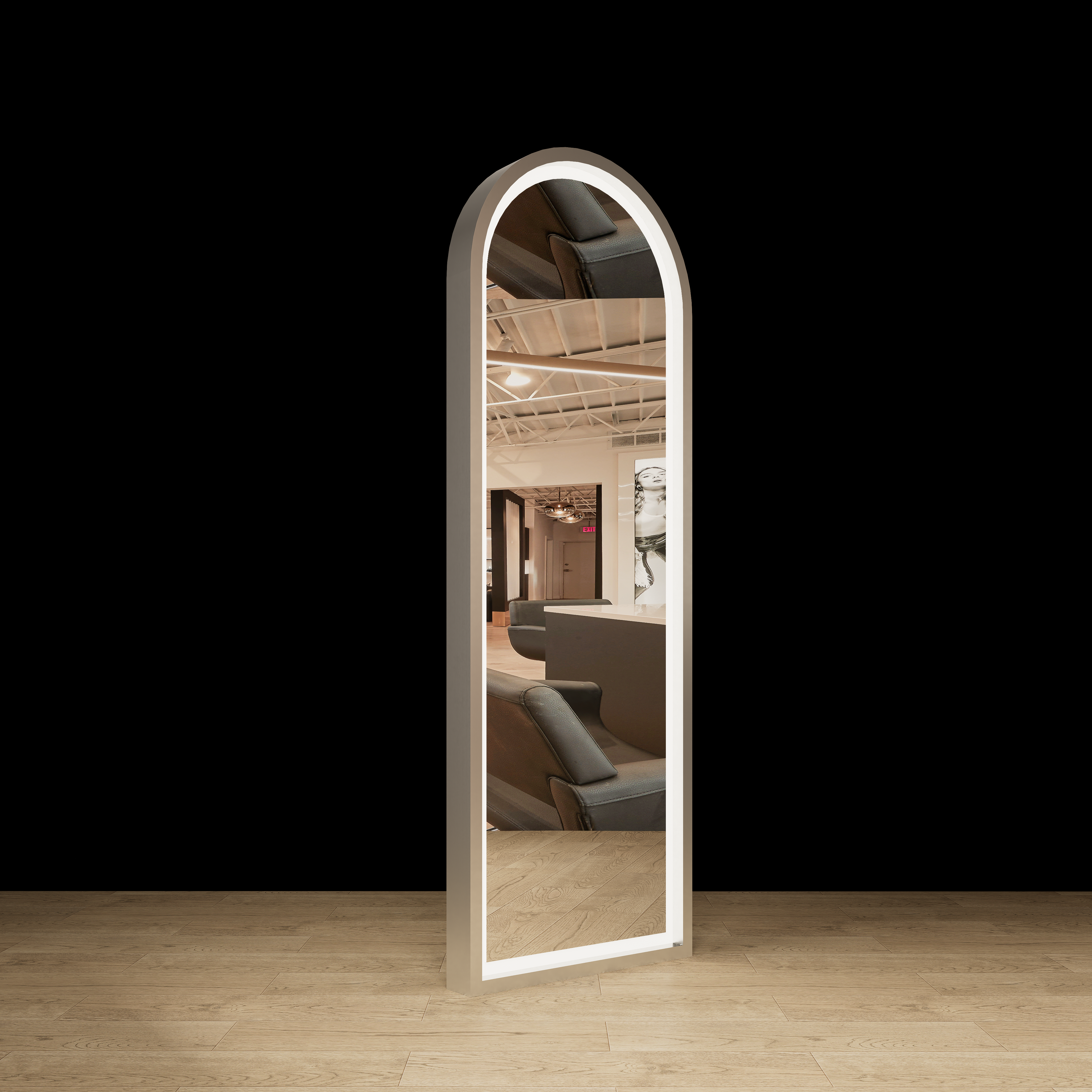 Pacific arch top full length salon mirror with elegant curved design