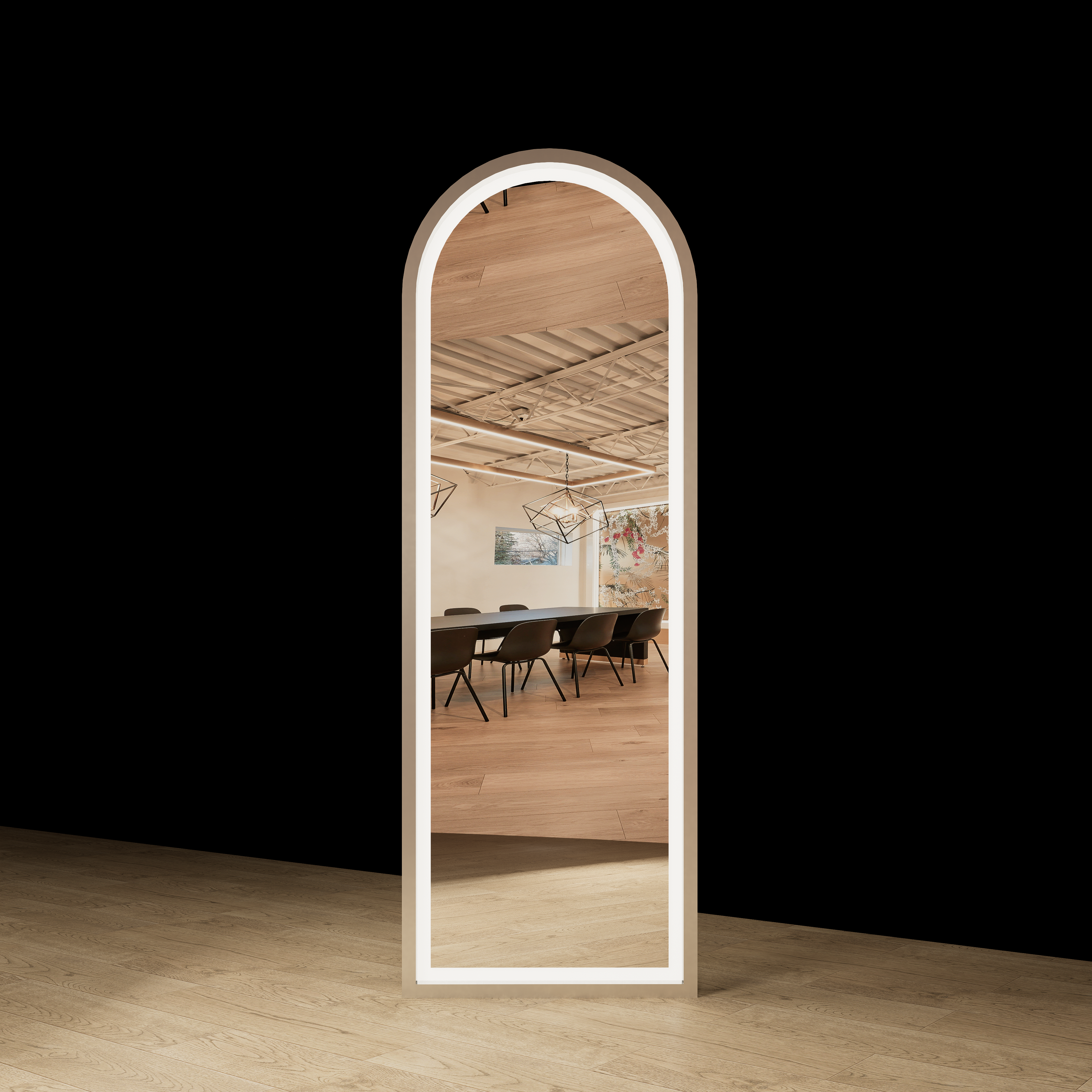 Pacific arch top full length salon mirror with elegant curved design