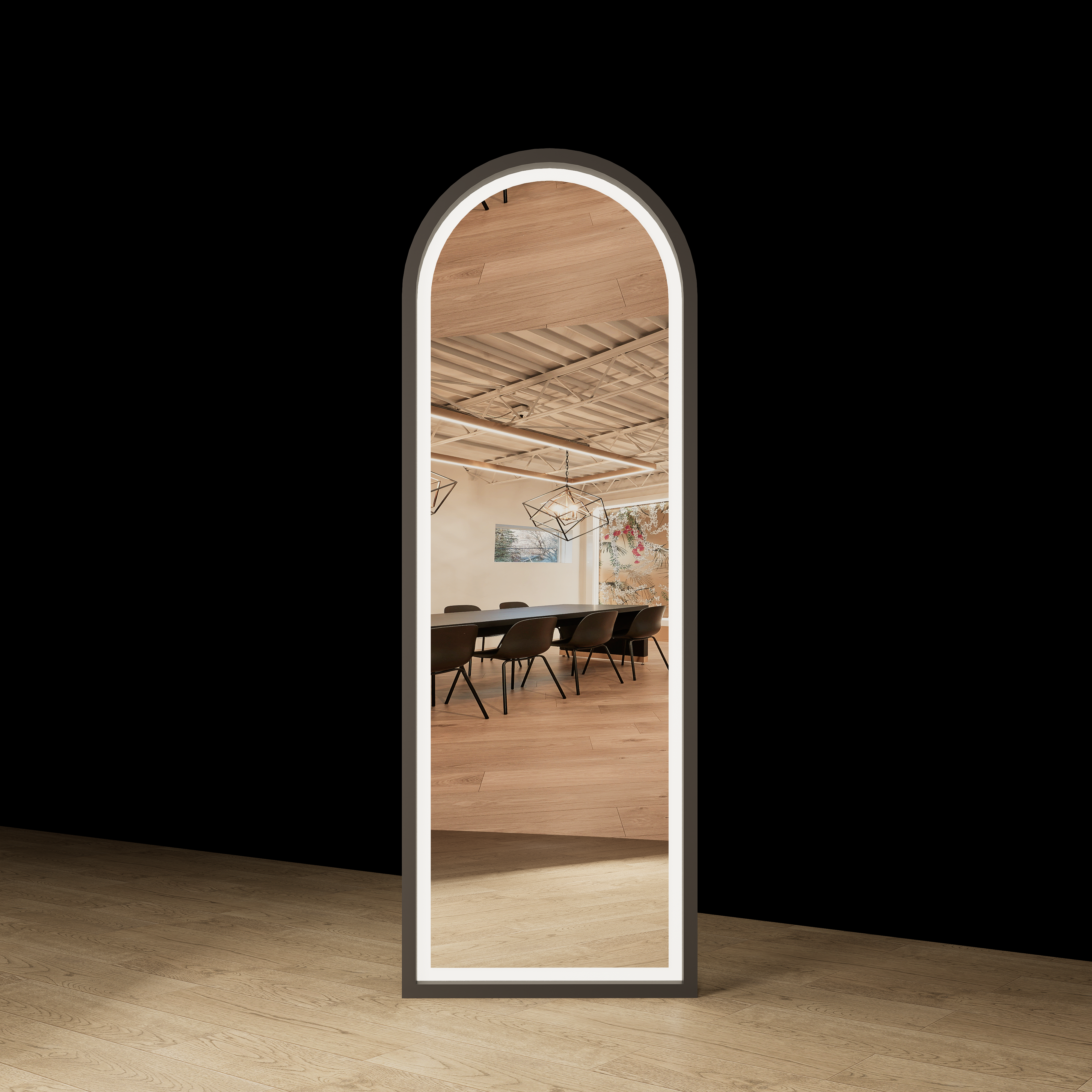 Pacific arch top full length salon mirror with elegant curved design