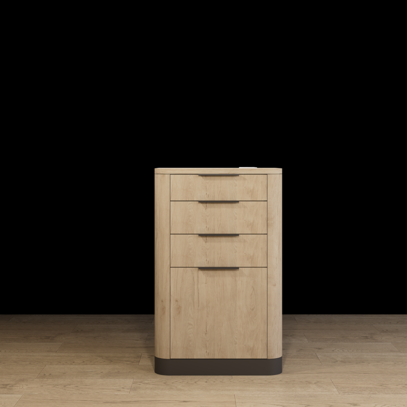 Brentwood salon pedestal with drawers and modern wood finish