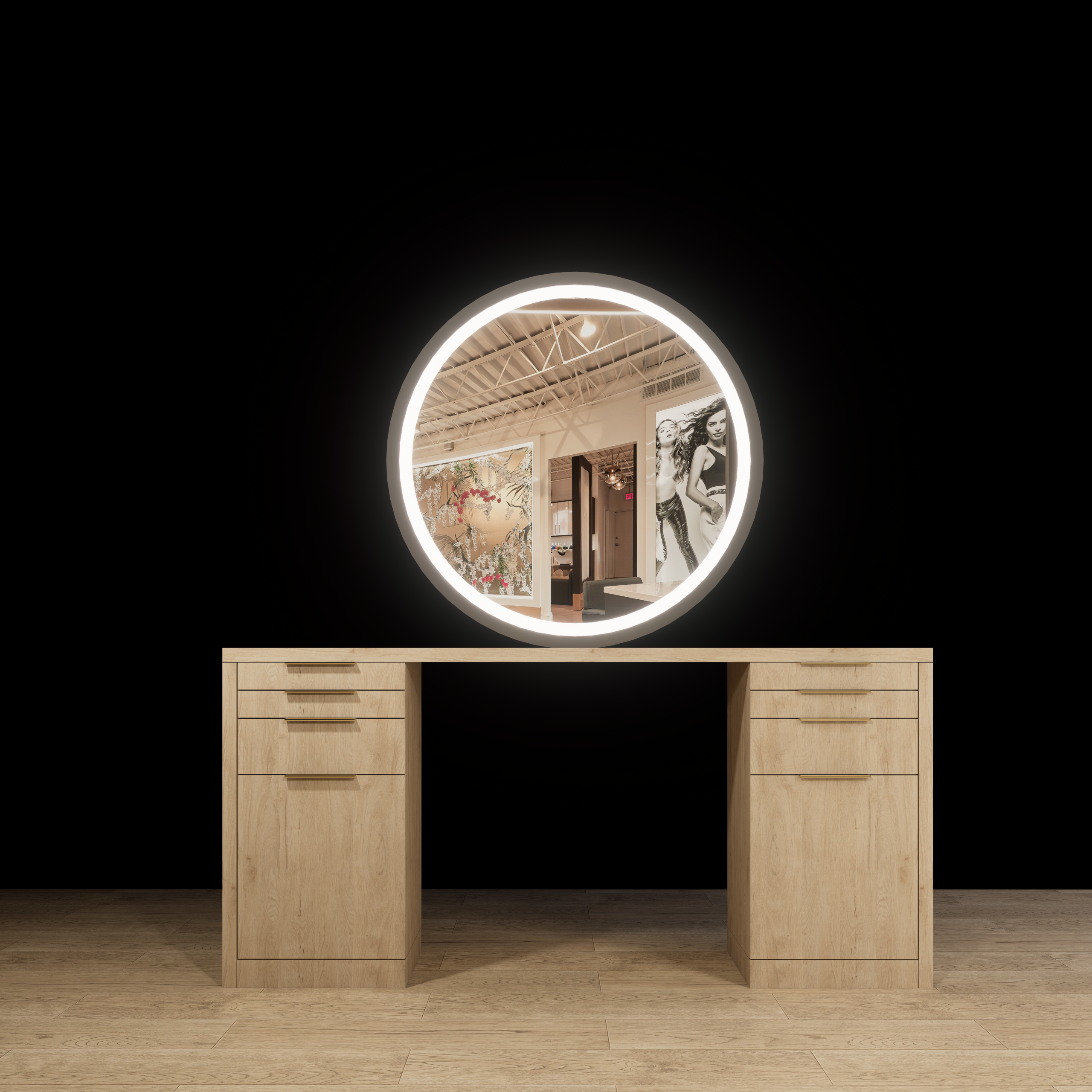 Bayfront double sided station with LED mirrors - Image 9