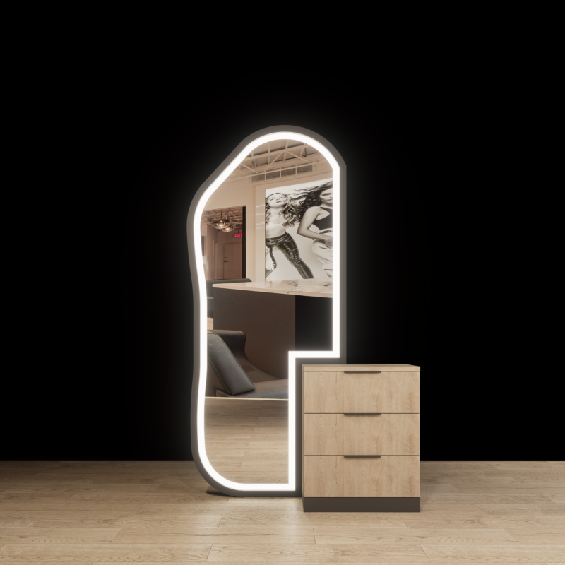 Hana single sided styling station with LED mirror