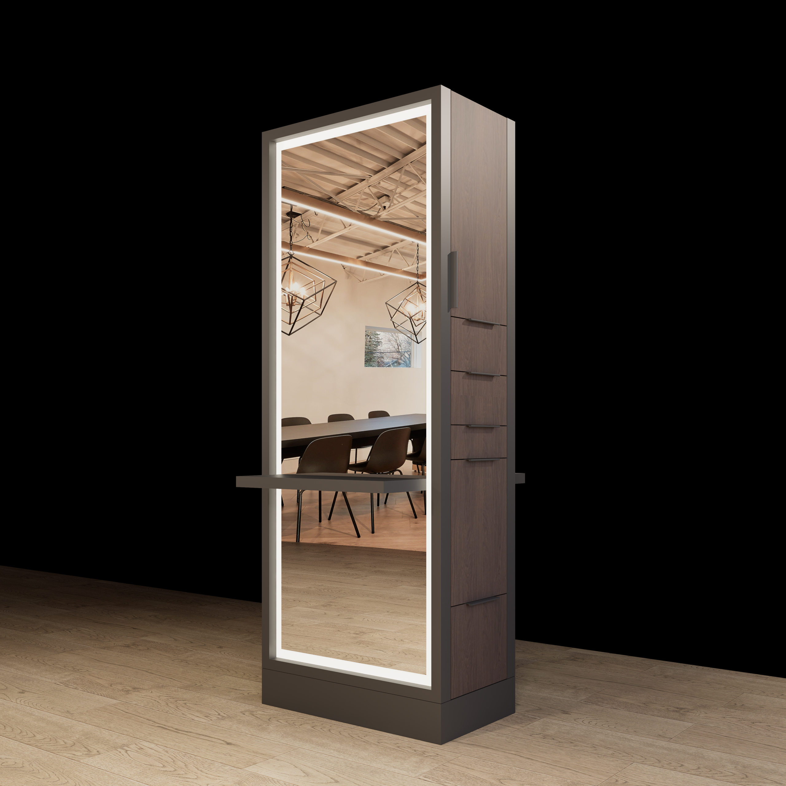 Hoxton Single Sided Styling Station - Closed Concept – with LED Mirror - Image 13