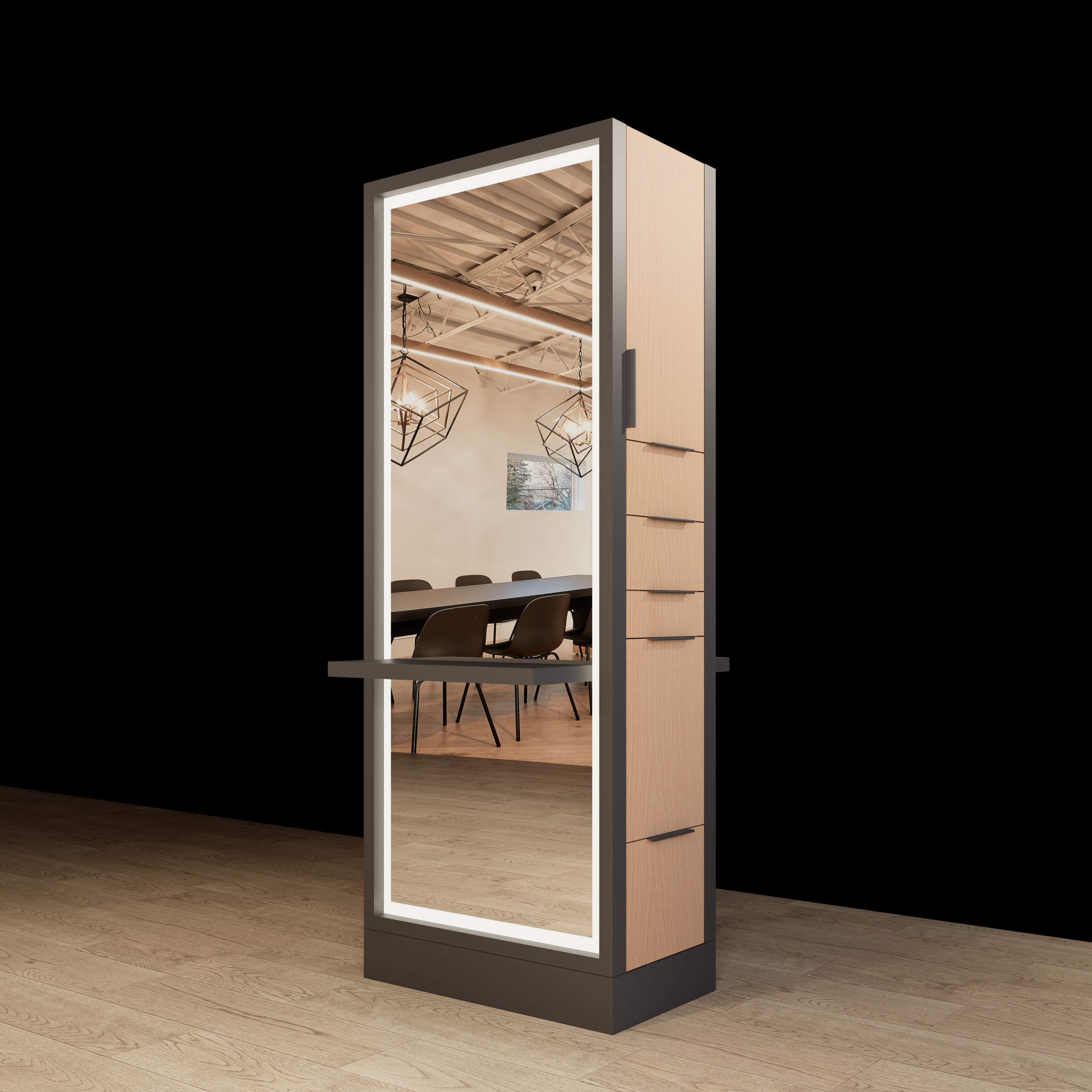 Hoxton Single Sided Styling Station - Closed Concept – with LED Mirror - Image 11