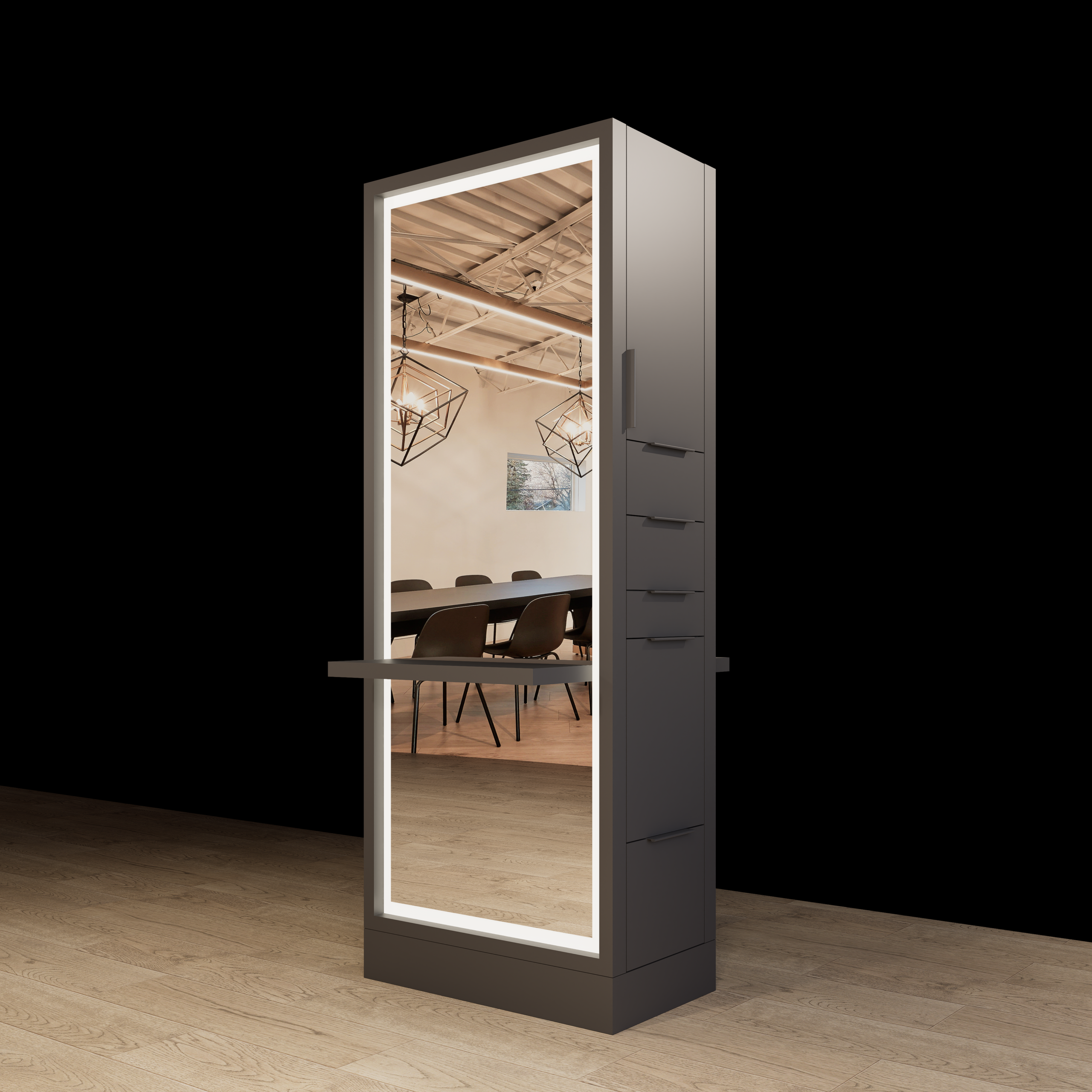 Hoxton Single Sided Styling Station - Closed Concept – with LED Mirror - Image 10