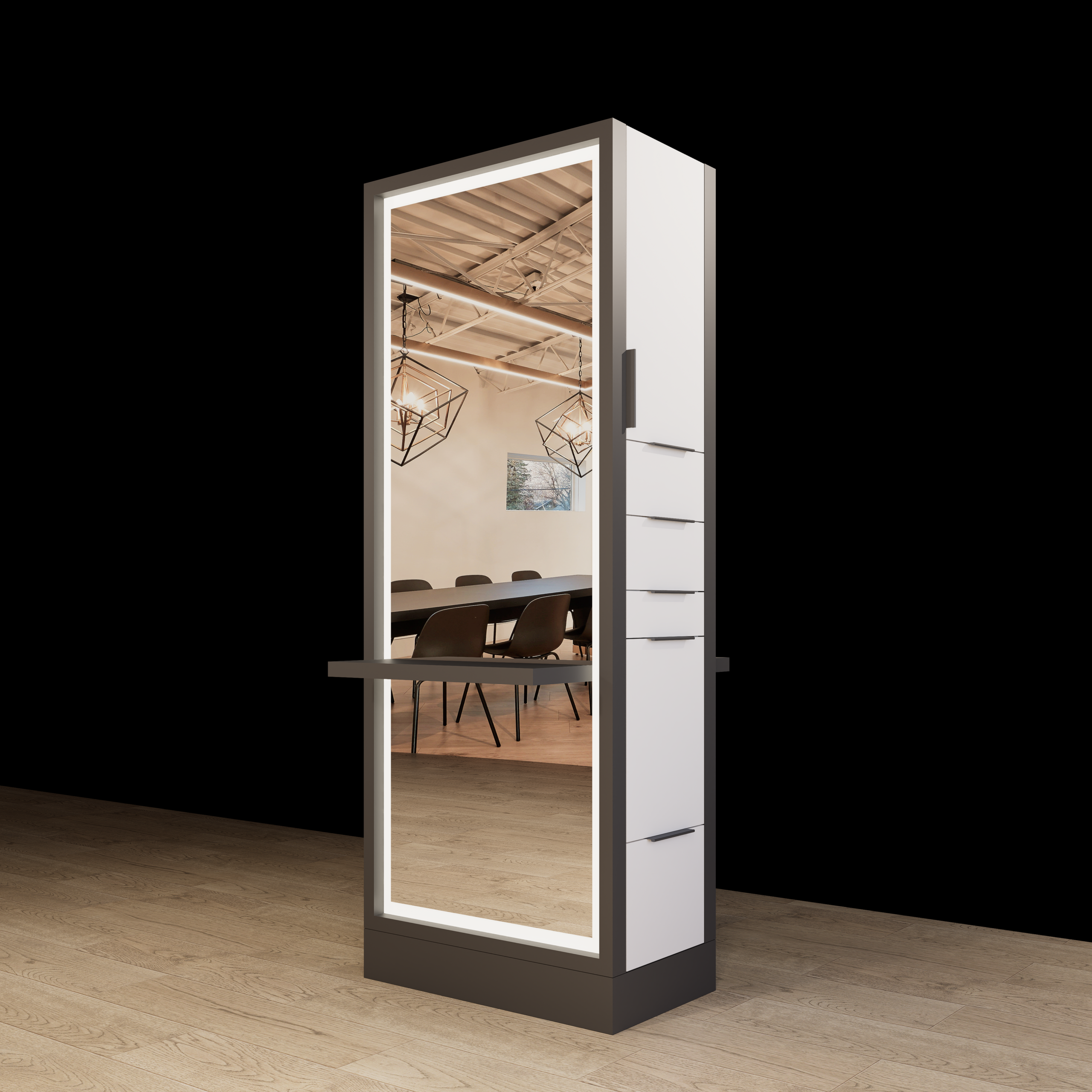 Hoxton Single Sided Styling Station - Closed Concept – with LED Mirror - Image 8