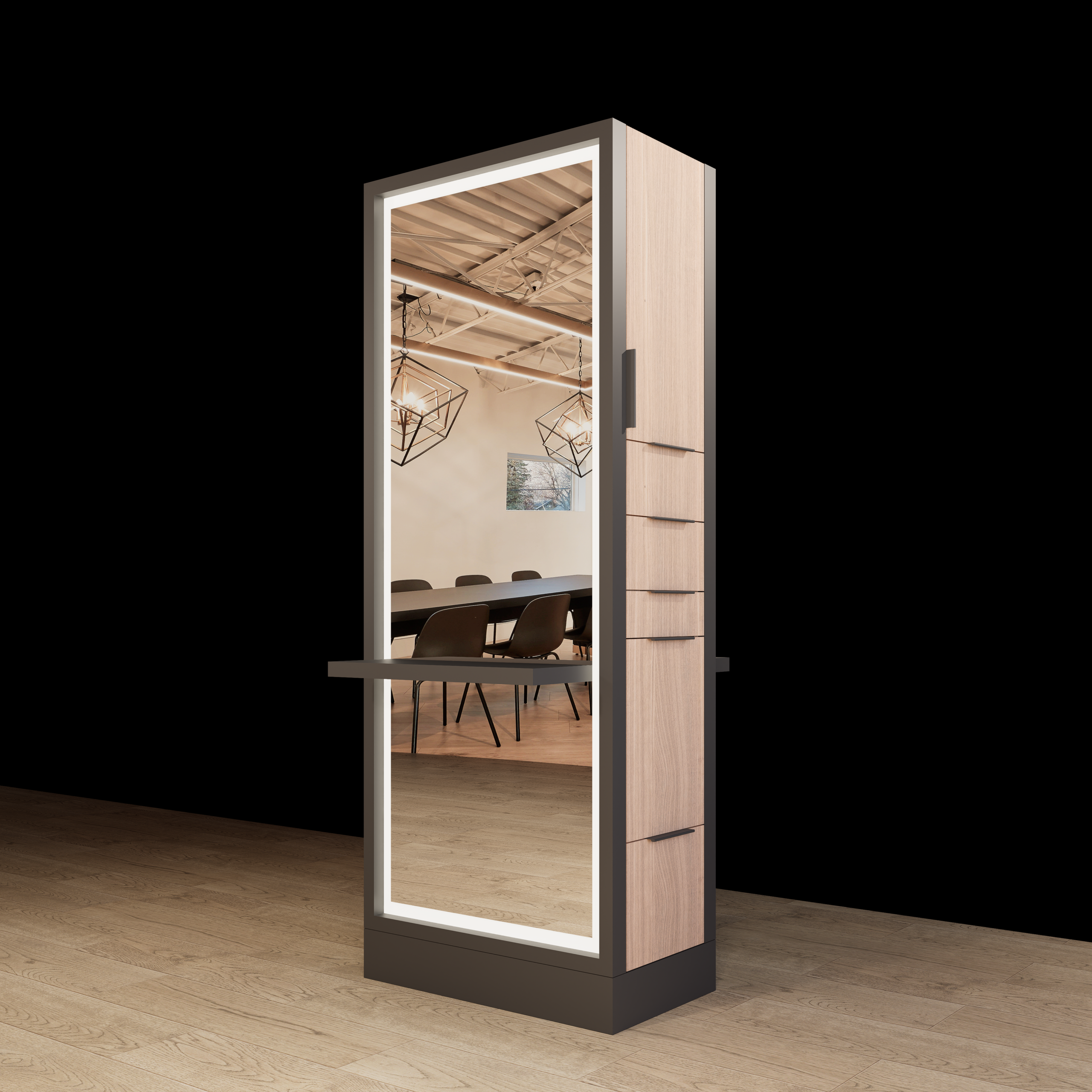 Hoxton Single Sided Styling Station - Closed Concept – with LED Mirror - Image 6