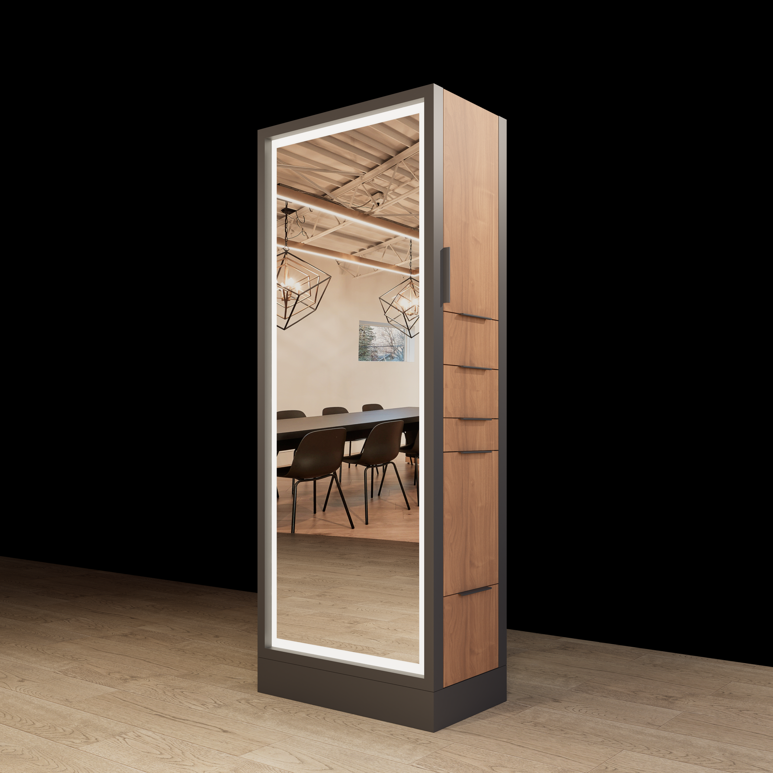 Hoxton Single Sided Styling Station - Closed Concept – with LED Mirror - Image 2